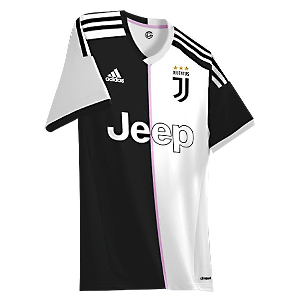 Tailandia Camiseta Juventus Replica Primera Ropa 19 20 Blanco Negro